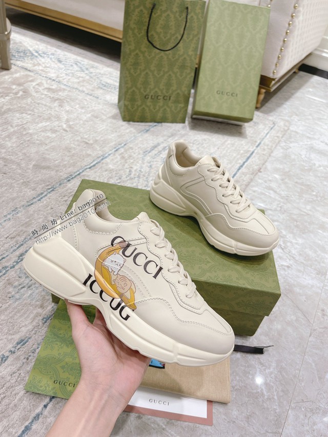 gucci古馳情侶款老爹鞋 市面最高端老爹鞋 gucci男女同款休閒運動鞋 dx3314